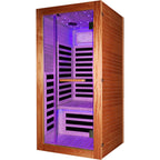 Single Person Sauna Room With LED Lighting, Epoxy Heating Plates, And Compact Design - American White Oak