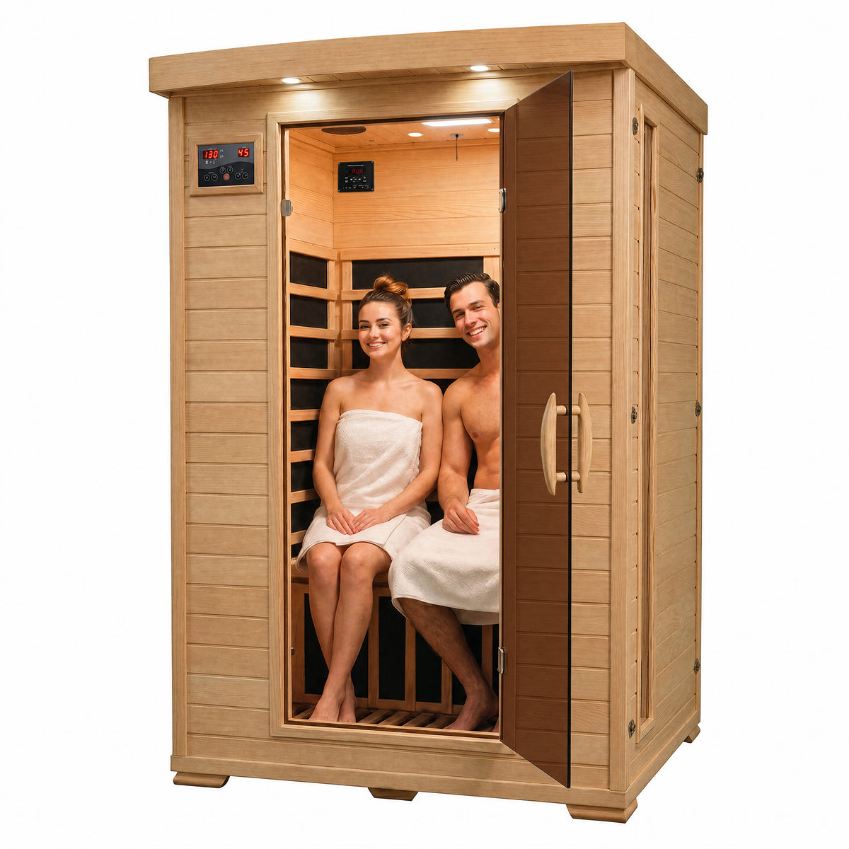 Coronado 2-Person Hemlock Deluxe Infrared Sauna with 6 Carbon Heaters