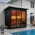 Custom 4-Person Luxury Canadian Red Cedar Outdoor Steam Sauna With Heater And Stones [Made-To-Order] (SAK42068)