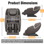 Bosscare - Massage Chair Recliner With Zero Gravity, Full Body Airbag Massage Chair With Bluetooth Speaker, Foot Roller Brown - Brown