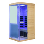 909MX Mini 1 Person Infrared Sauna 3 Sides Large glass panels